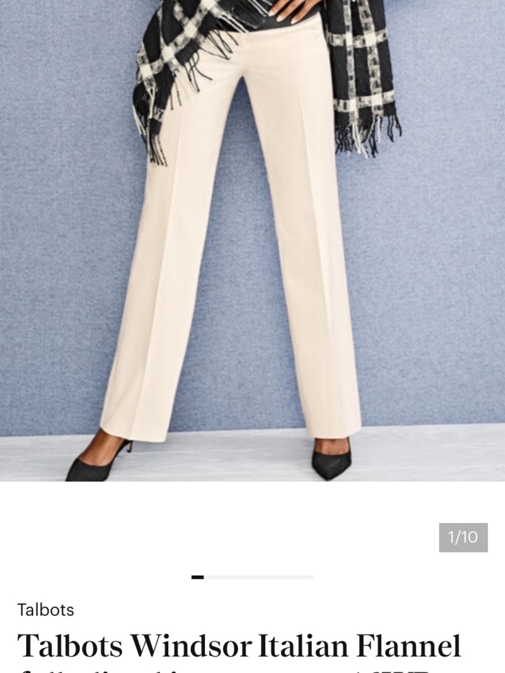 NWT Talbots Windsor Italian Flannel pant in Ivory size 16. Lined